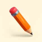 Ícono 3D de un lápiz naranja que simboliza el diseño web y la creación gráfica.