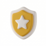 Icono de escudo con estrella para confianza y seguridad web.