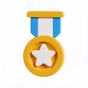 Ícono de una medalla de oro que simboliza la mejora de la imagen de marca y el diseño web profesional.