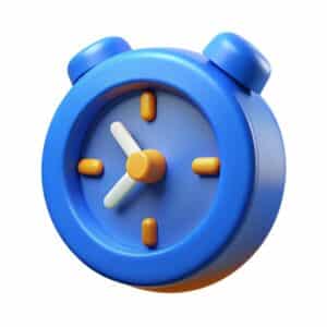 Icono 3D de reloj que representa la disponibilidad 24/7 al tener una página web.