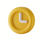 Icono de reloj en 3D que simboliza soporte técnico continuo y mantenimiento de páginas.