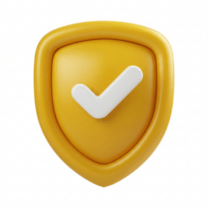 Icono de escudo amarillo con check que valida una navegación segura y cifrado SSL.
