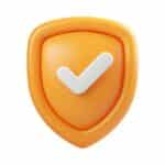 Ícono de escudo 3D con check de aprobación, simbolizando la seguridad esencial web.