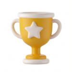 Icono de trofeo de oro que representa el éxito digital y estrategias efectivas de conversión.
